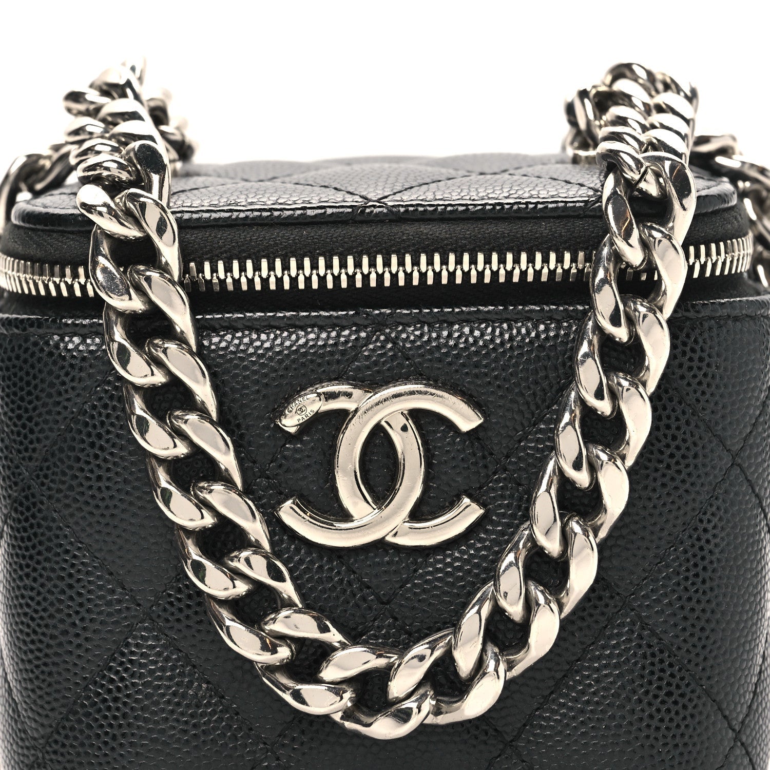 Chanel Caviar Quilted Mini Vanity Case With Chain Black