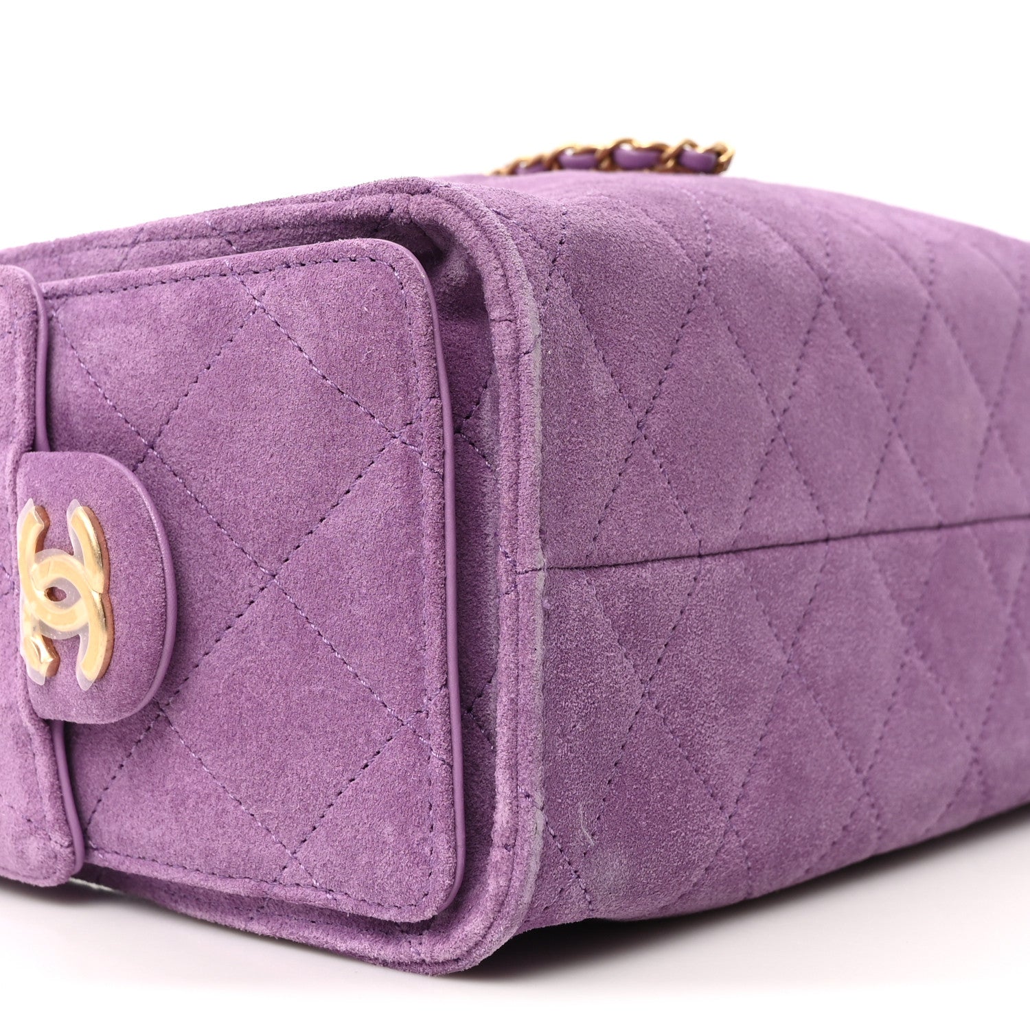Chanel Suede Quilted Mini Chanel 25 Handbag Purple
