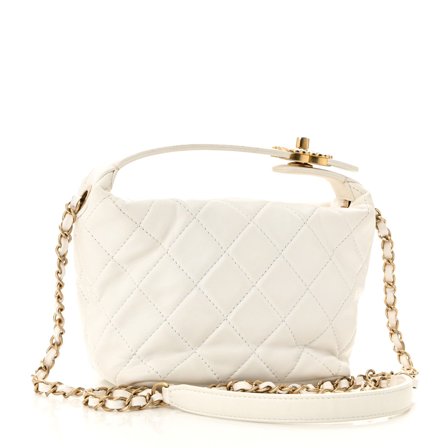 Chanel Lambskin Quilted Small Perfect Meeting Hobo White