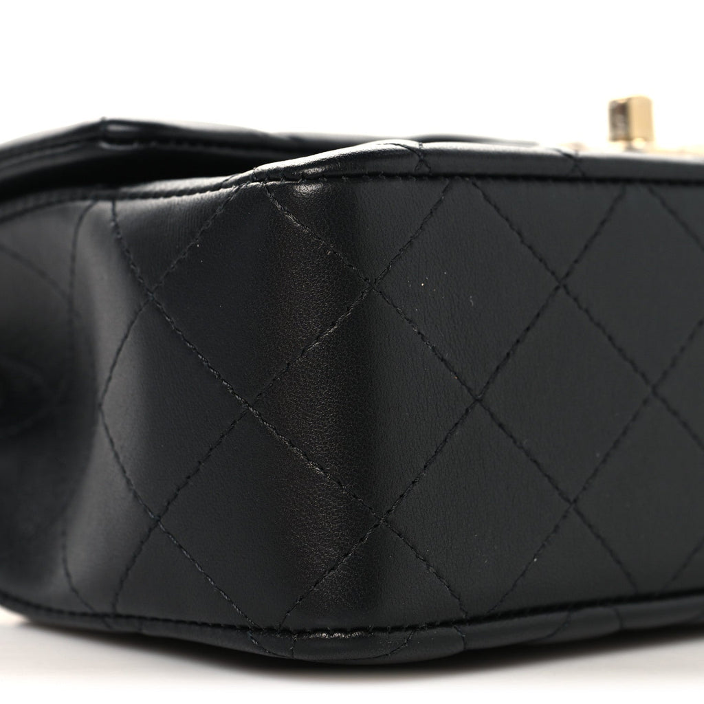 Chanel Lambskin Quilted Mini Rectangular Flap Black