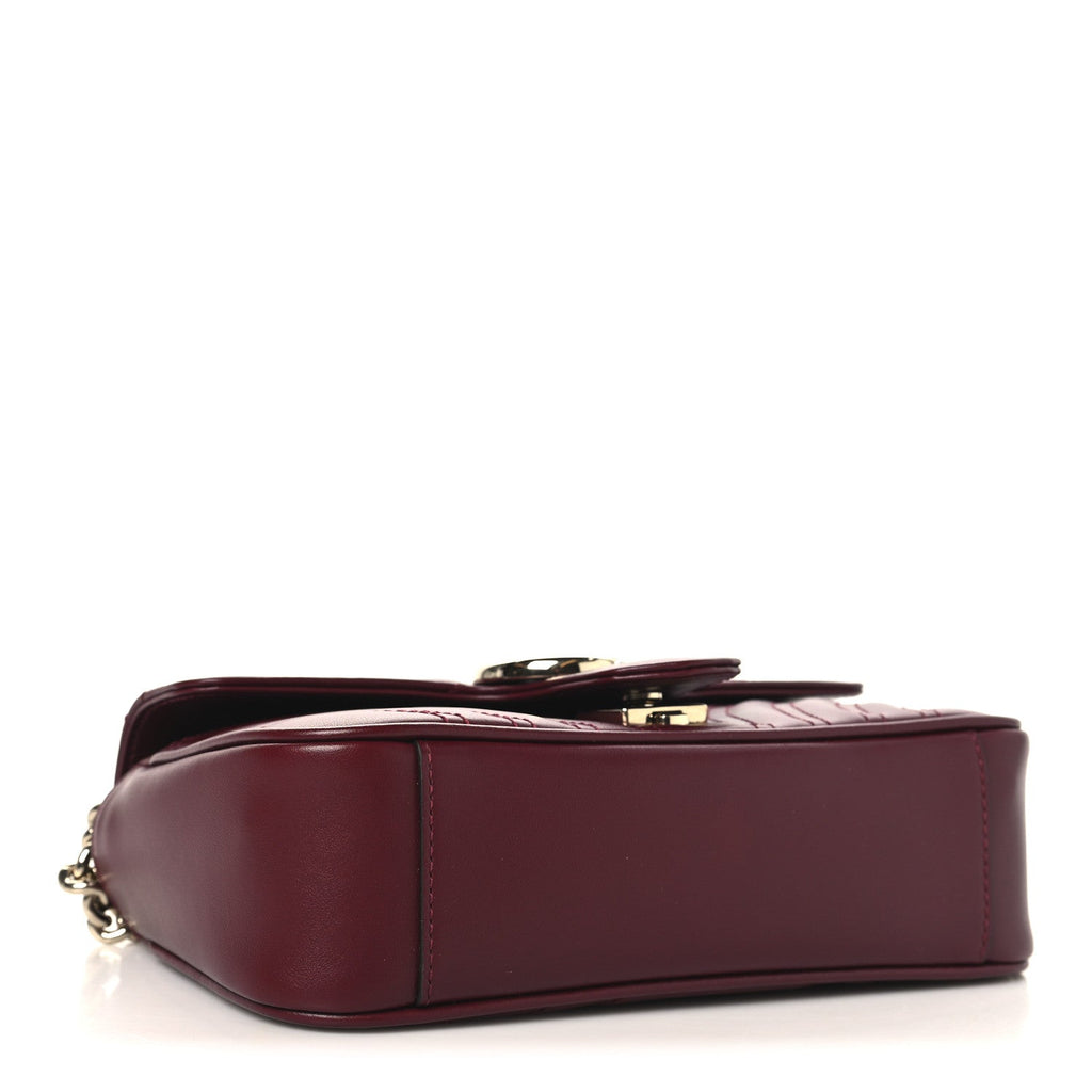 Gucci Calfskin Matelasse Small GG Marmont Shoulder Bag Rosso Ancora