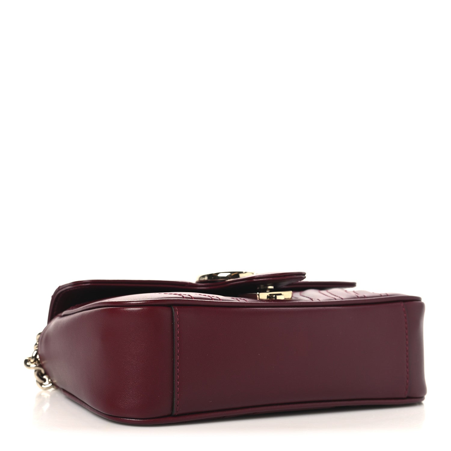 Gucci Calfskin Matelasse Small GG Marmont Shoulder Bag Rosso Ancora