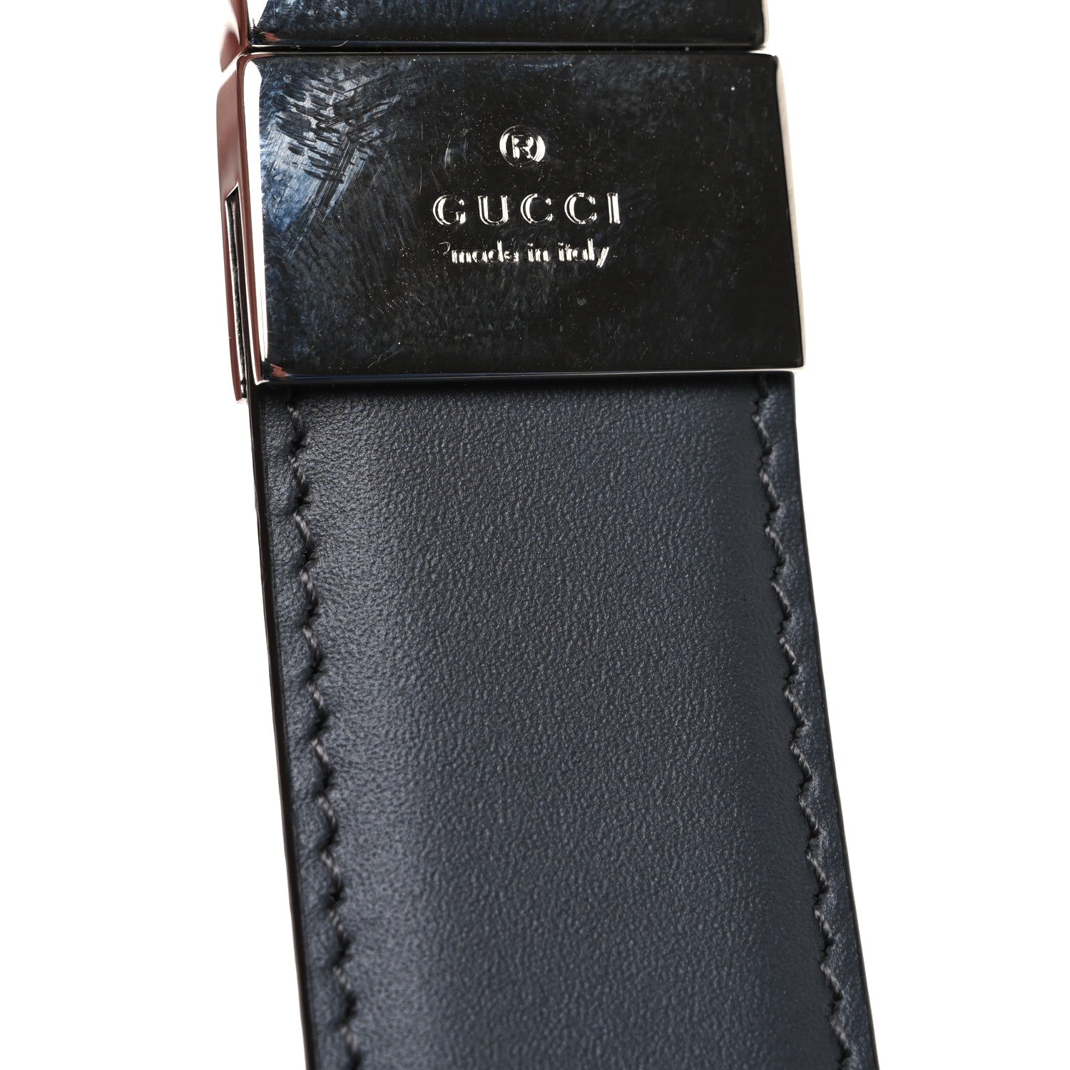 Gucci Selleria Calfskin GG Supreme Monogram Reversible Belt 90 36 Graphite Grey Black
