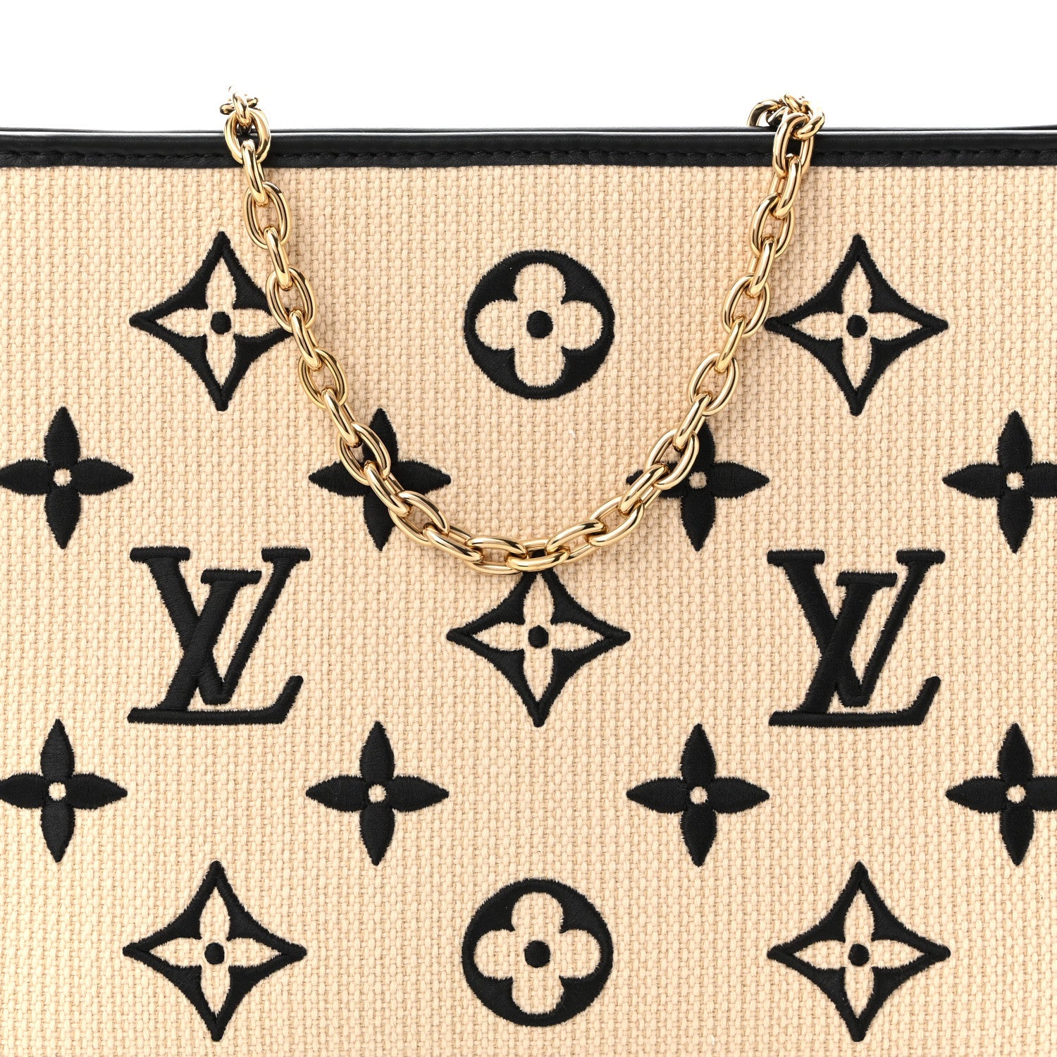 Louis Vuitton Raffia Calfskin Monogram Toiletry Pouch 26 On Chain Beige Black