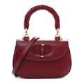 Gucci Boarded Dyana Lux Calfskin Web Monochrome Small Bamboo 1947 Top Handle Bag Rosso Ancora