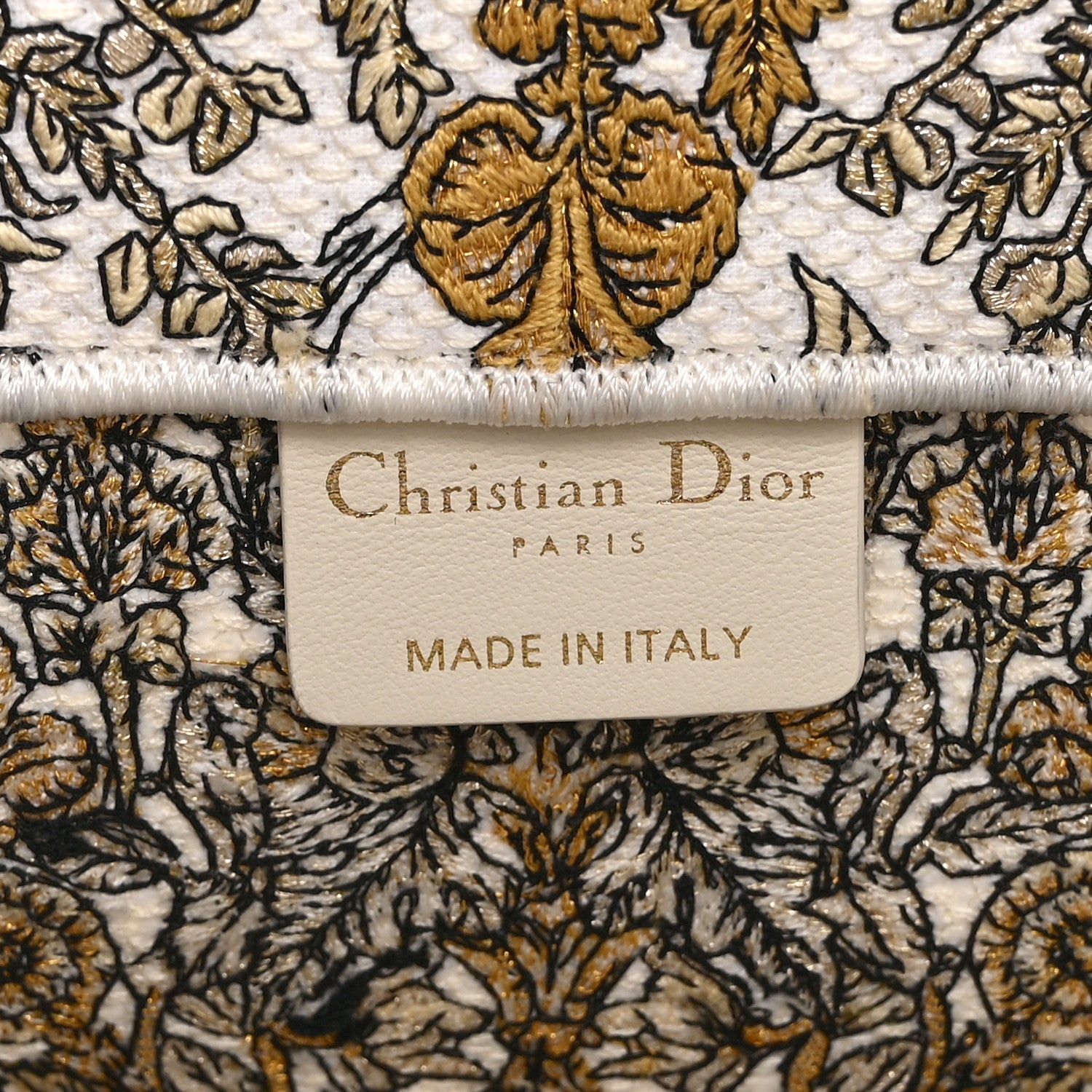 Christian Dior Canvas Embroidered Medium Around The World Book Tote Gold