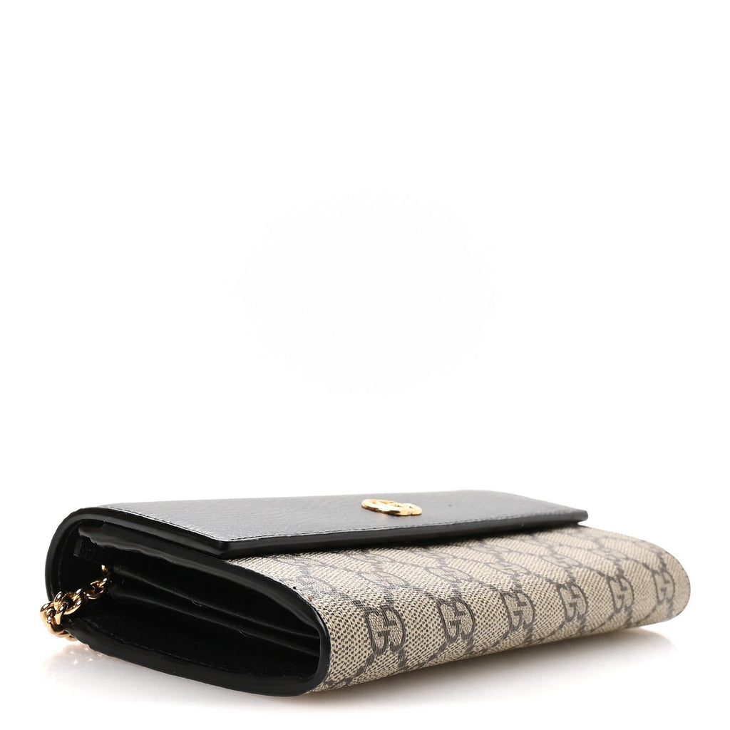 Gucci Dollar Calfskin GG Supreme Monogram Petite GG Marmont Wallet Chain Bag Black Beige Ebony