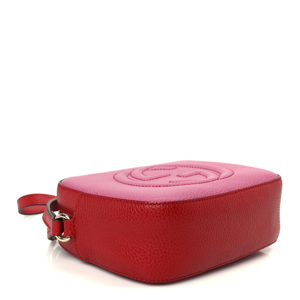 Gucci Dollar Calfskin Bi-Color Small Soho Disco Bag New Rosette Hibiscus Red