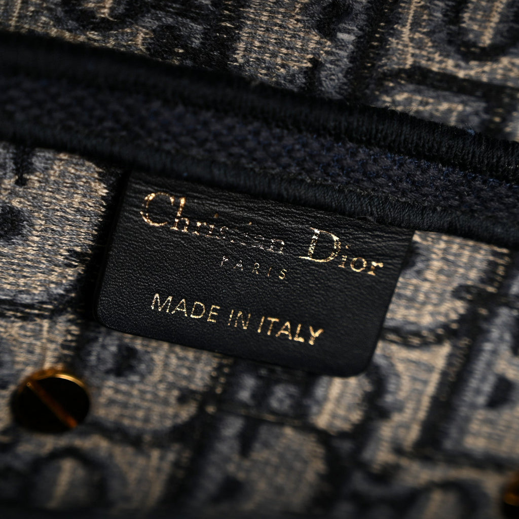 Christian Dior Oblique Embroidered Saddle Bag Blue