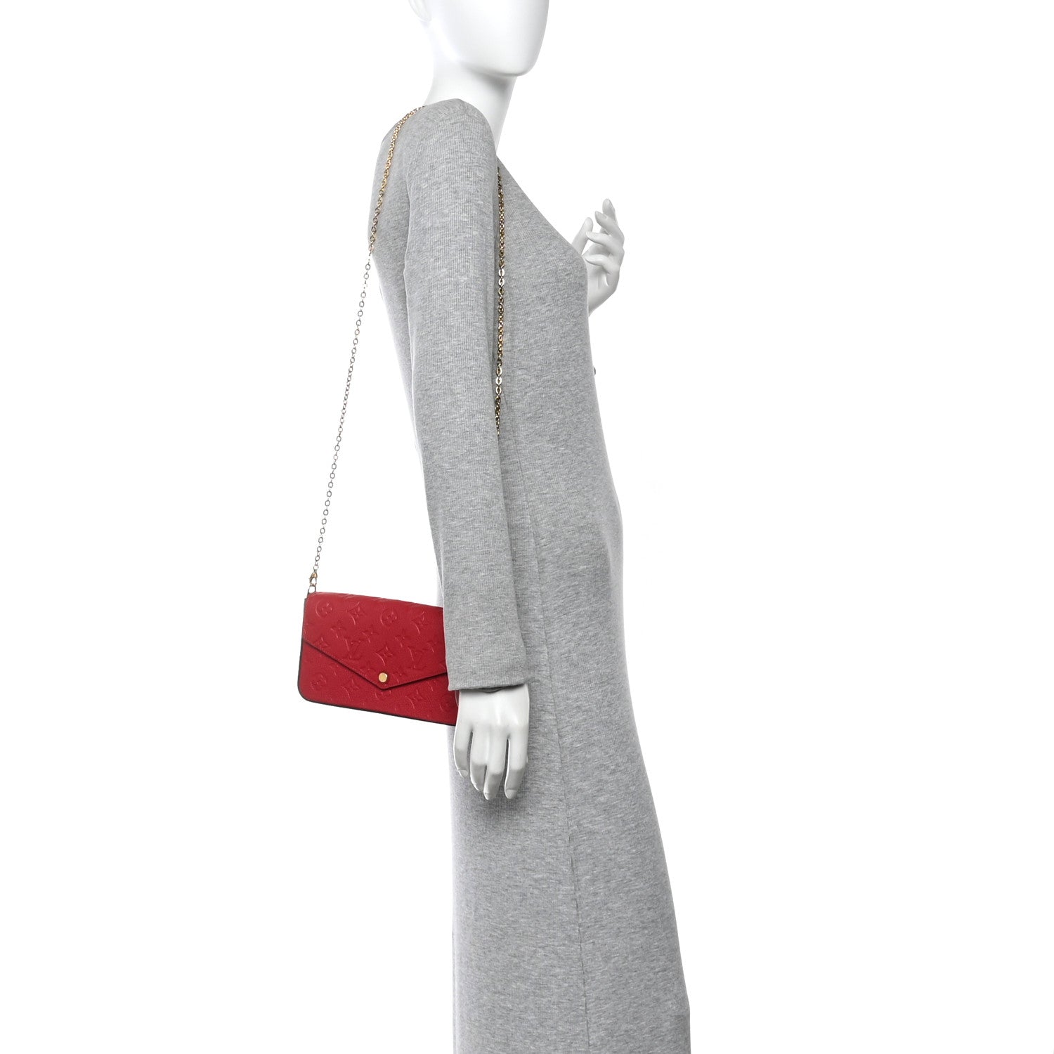 Louis Vuitton Empreinte Pochette Felicie Chain Wallet Scarlet