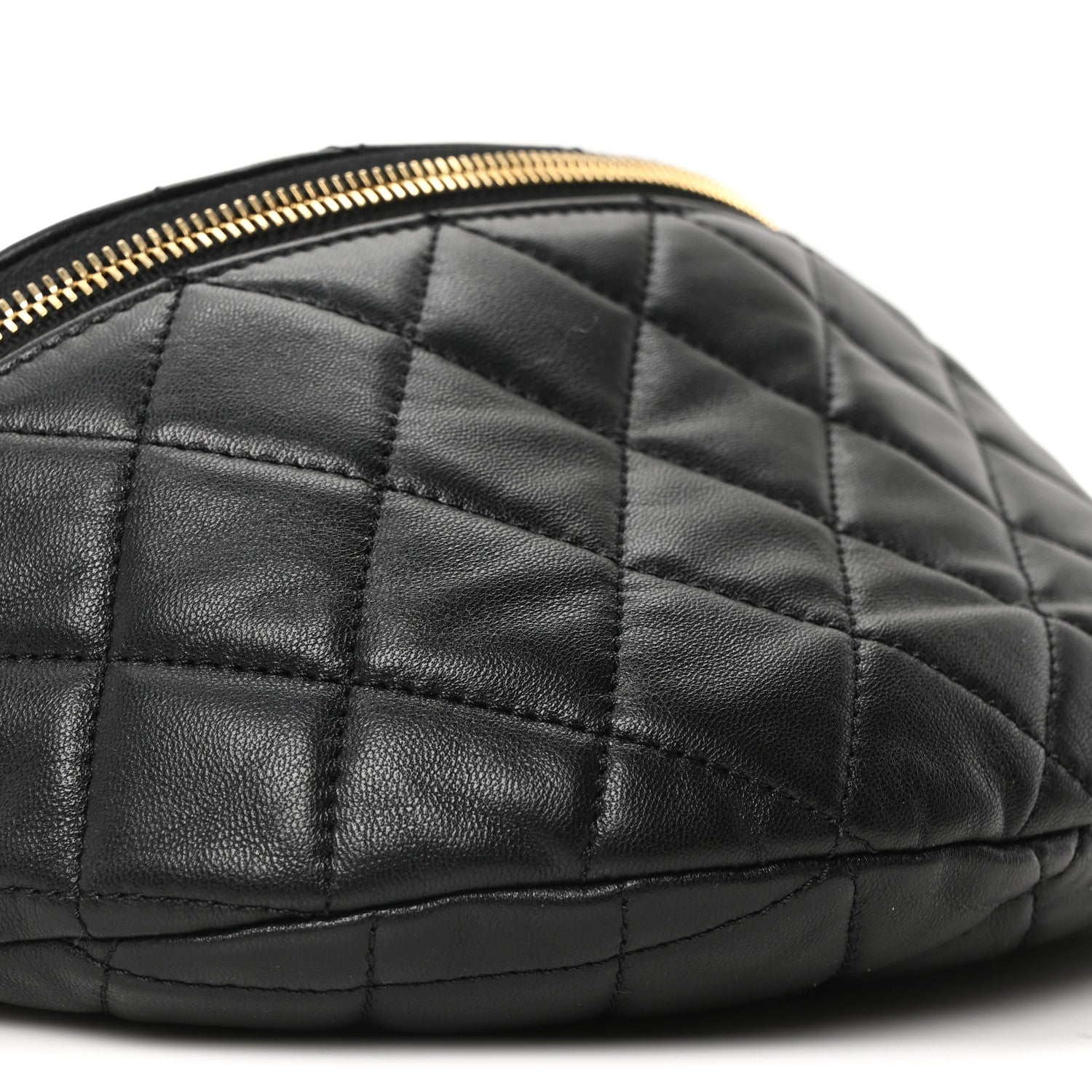 Chanel Lambskin Pearl Quilted CC Belt Bag Black