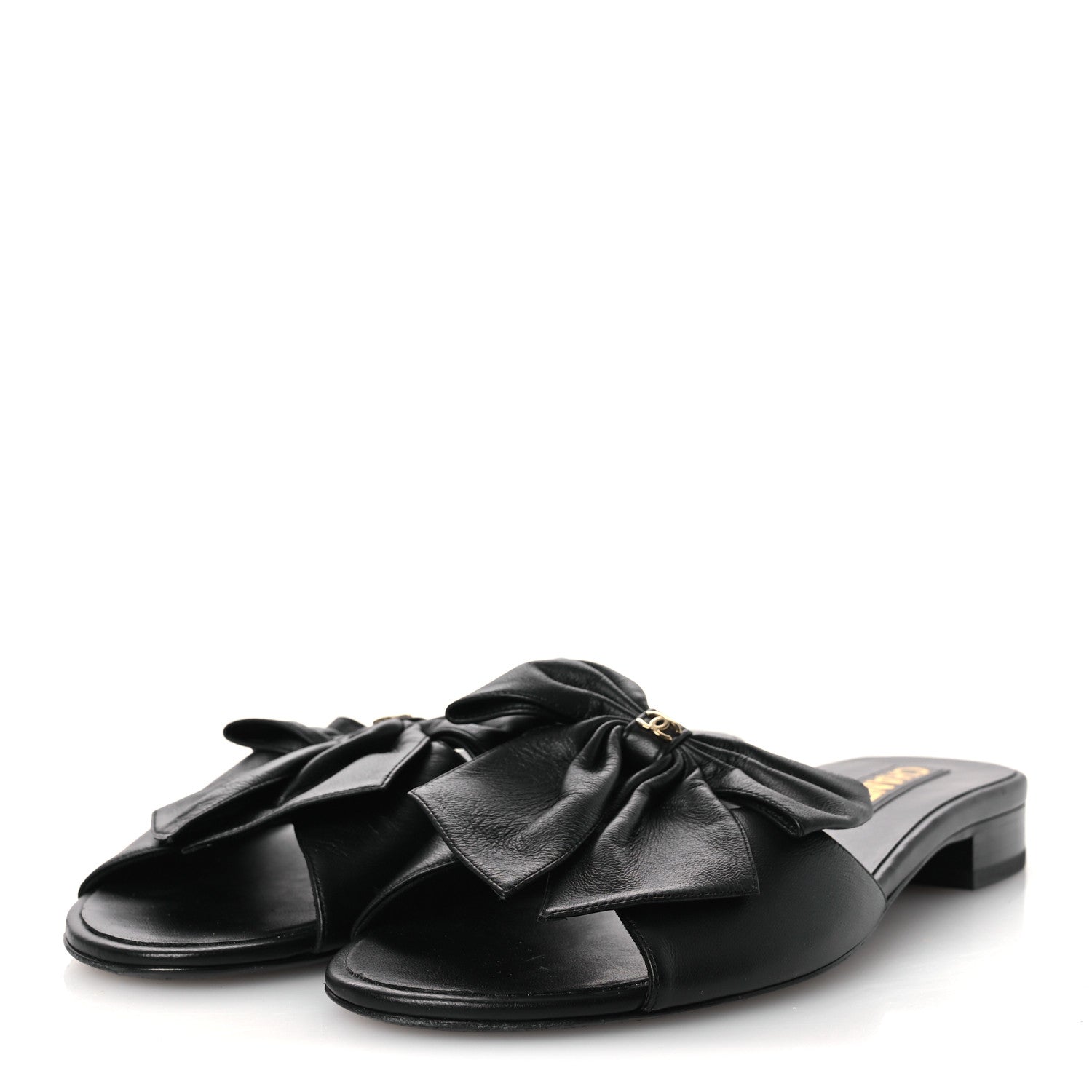 Lambskin Bow CC Mules 39.5 Black