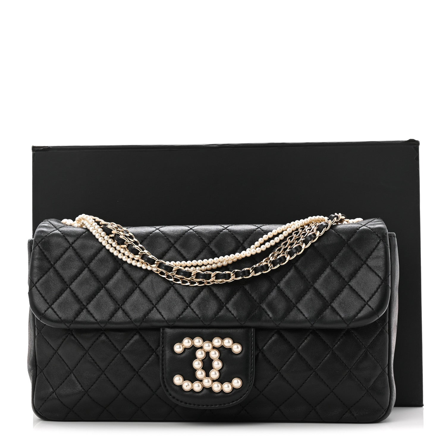 Chanel Lambskin Medium Westminster Pearl Flap Black