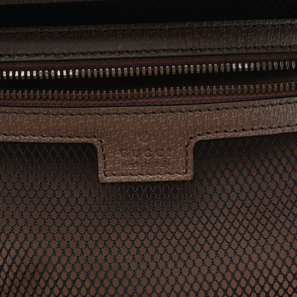 Gucci GG Supreme Monogram Textured Dollar Calfskin Web Savoy Shoe Case Bag Beige Ebony New Acero