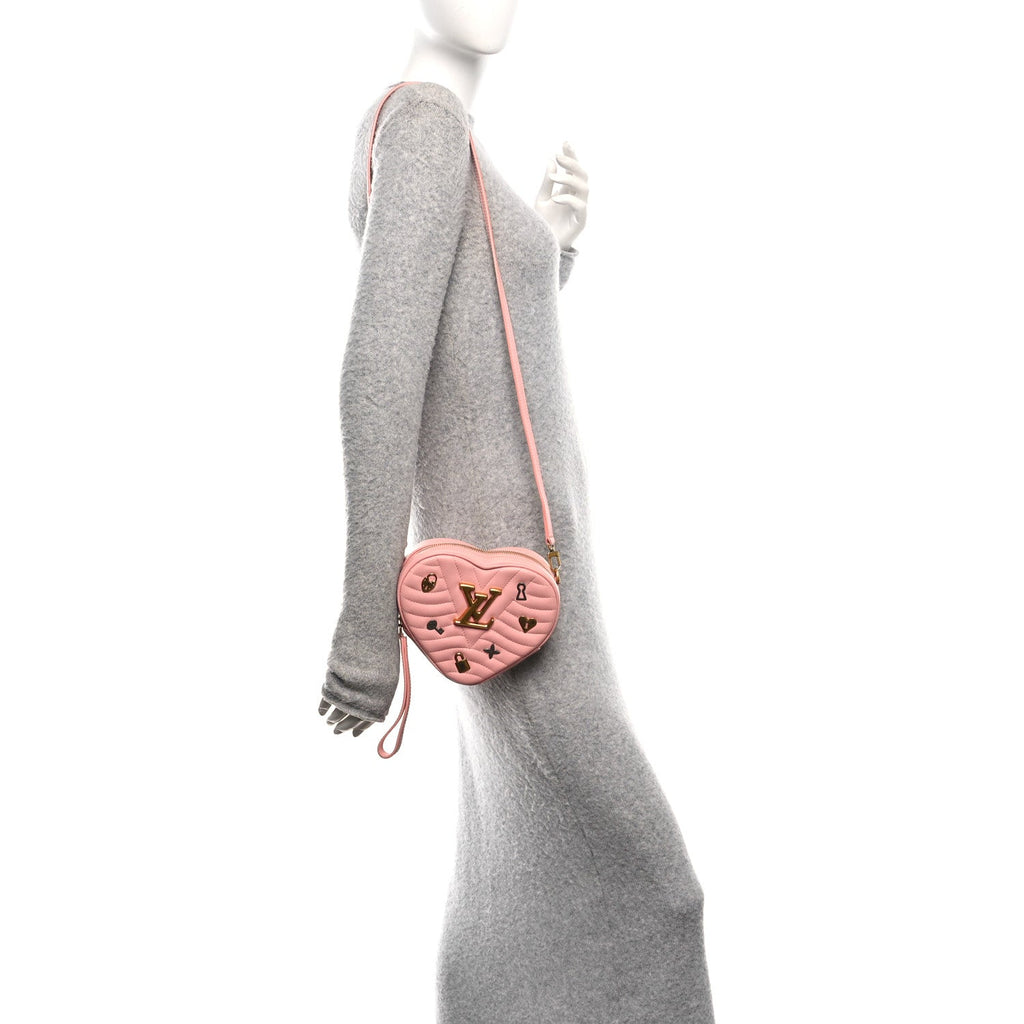 Louis Vuitton Calfskin Embellished New Wave Love Lock Heart Bag Rose Pomettes