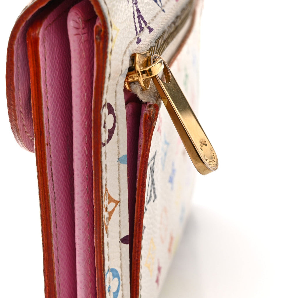 Louis Vuitton Monogram Multicolor Joey Wallet White Litchi
