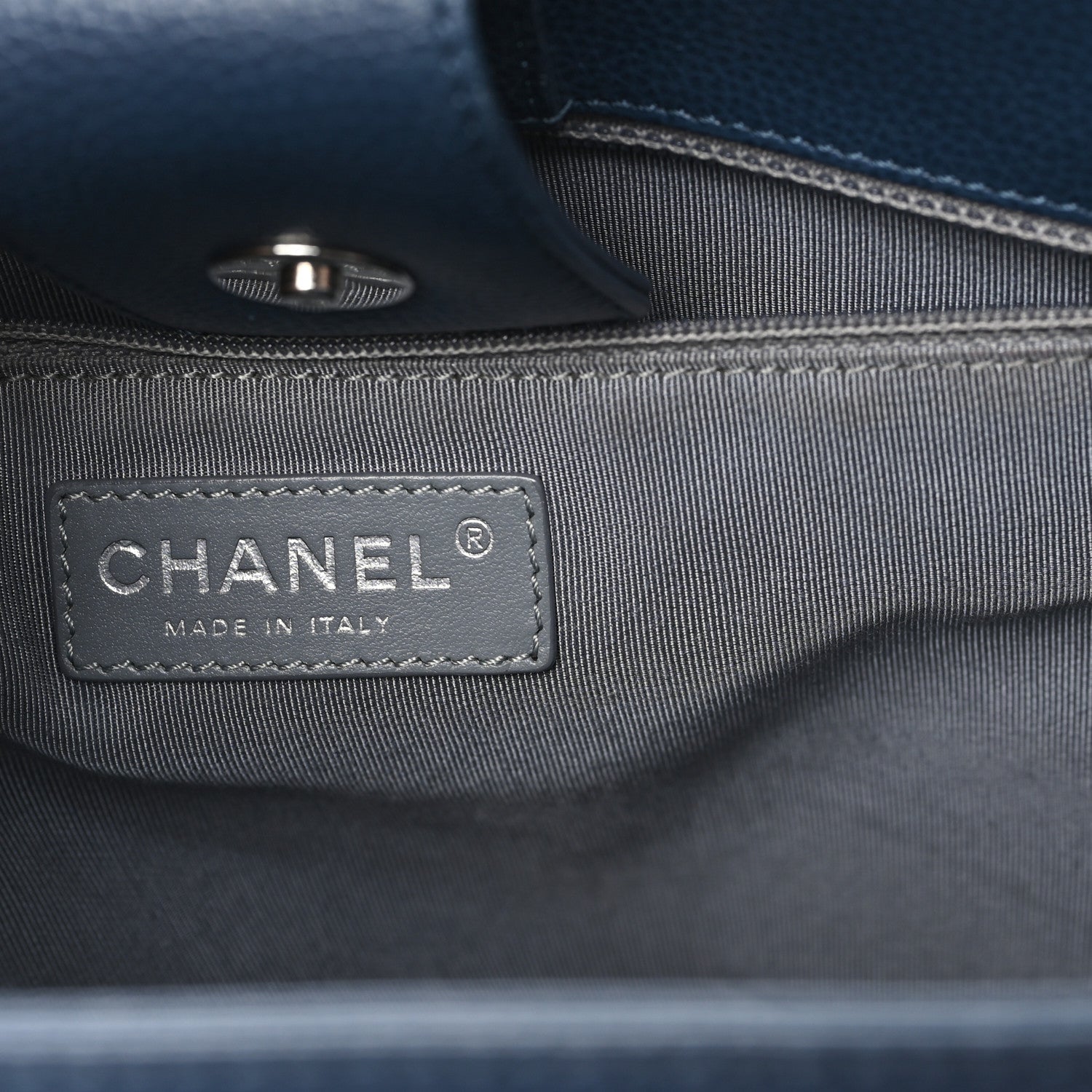 Chanel Caviar Tall Cerf Tote Blue