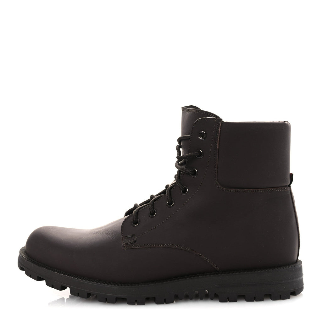Gucci Rubberized Mens Lace Up Ankle Boots 9.5 Brown