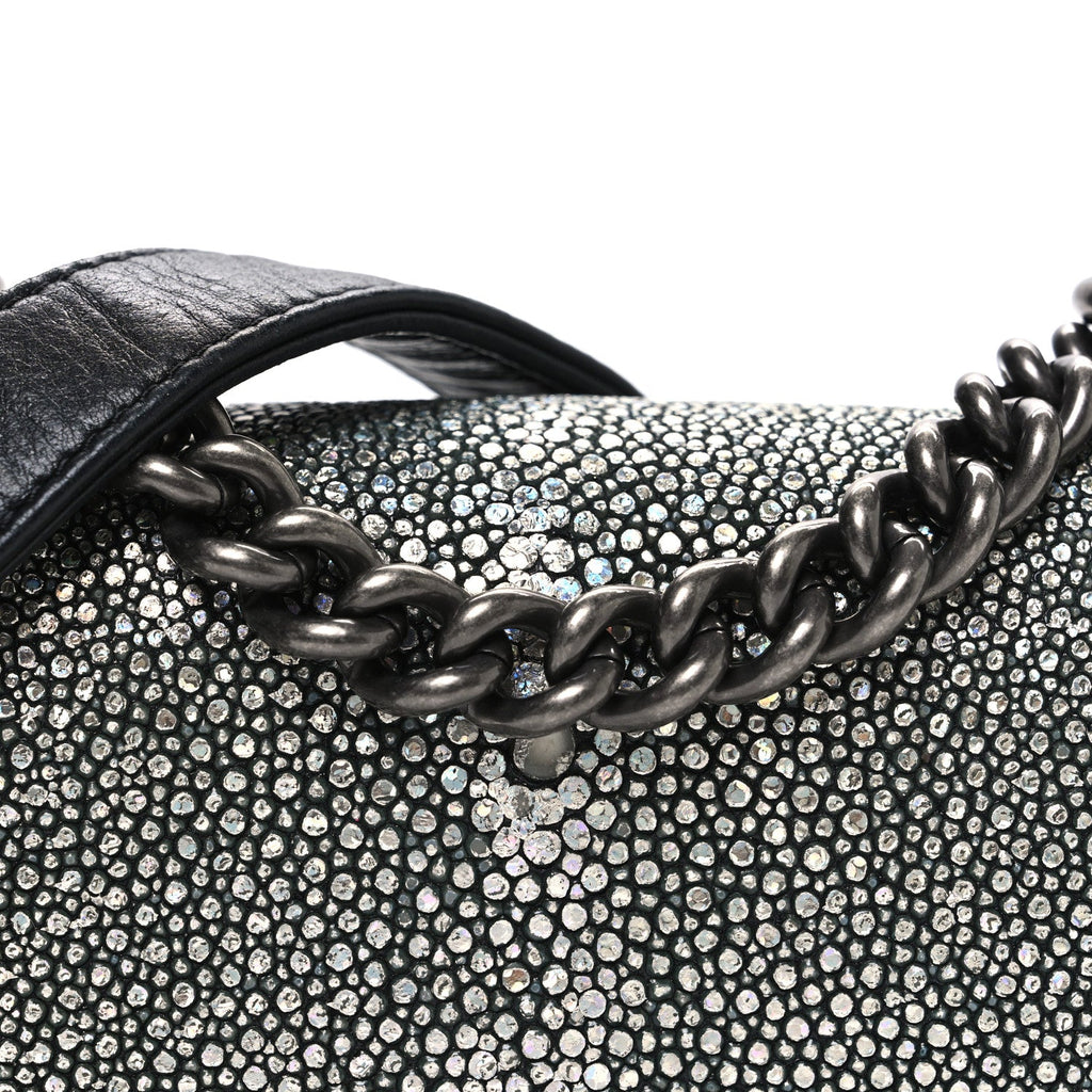 Chanel Galuchat Stingray Mini Boy Flap Black Silver