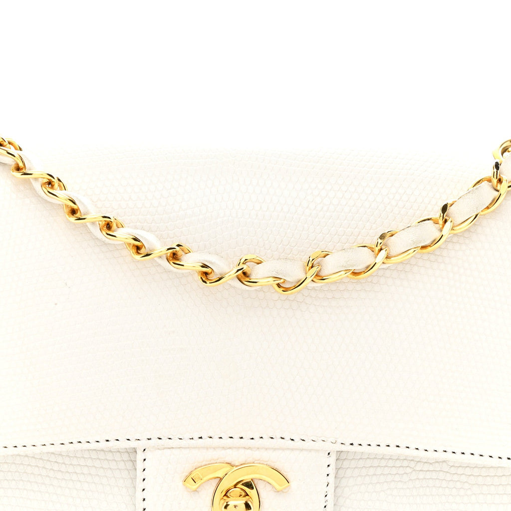 Chanel Lizard Small Double Flap White