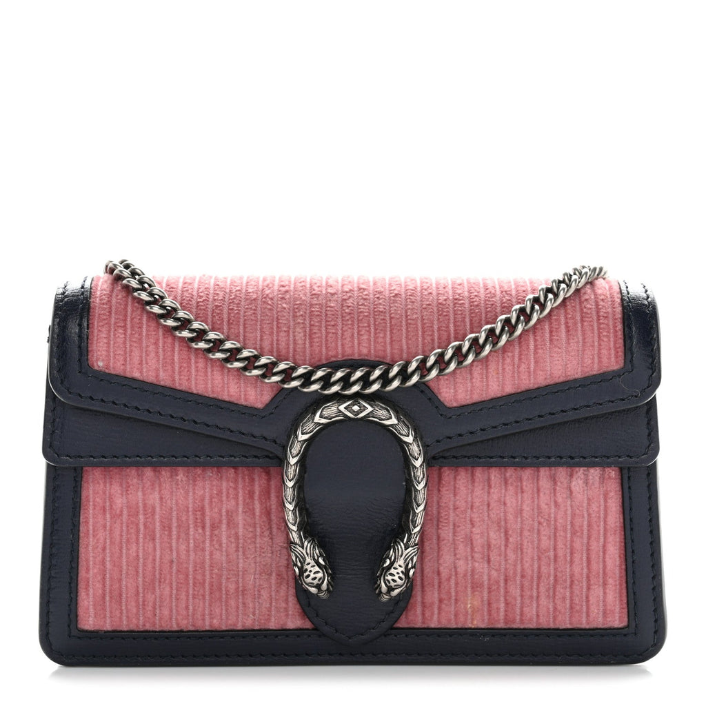 Gucci Lanzo Stretch Cord Azalea Calfskin Super Mini Dionysus Shoulder Bag Pink Blue
