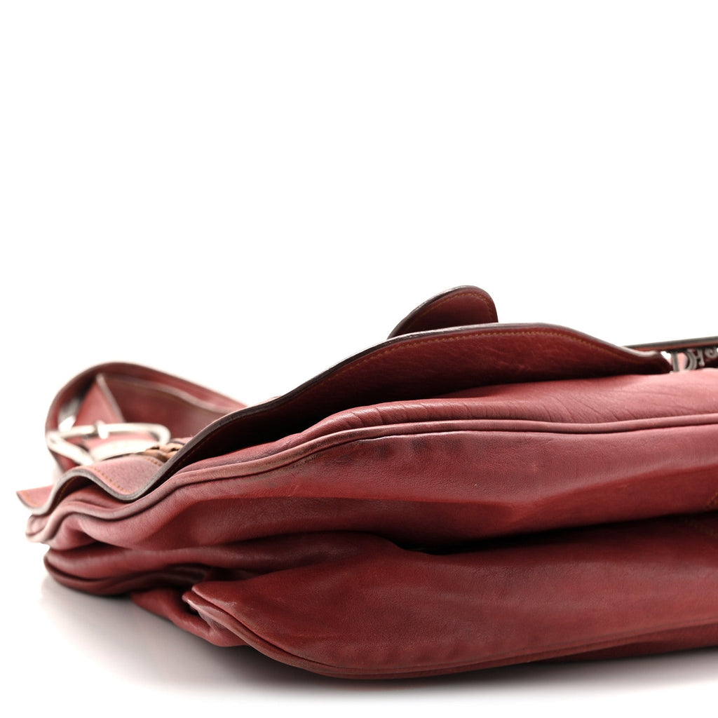 Christian Dior Calfskin Large Gaucho Double Saddle Bag Red