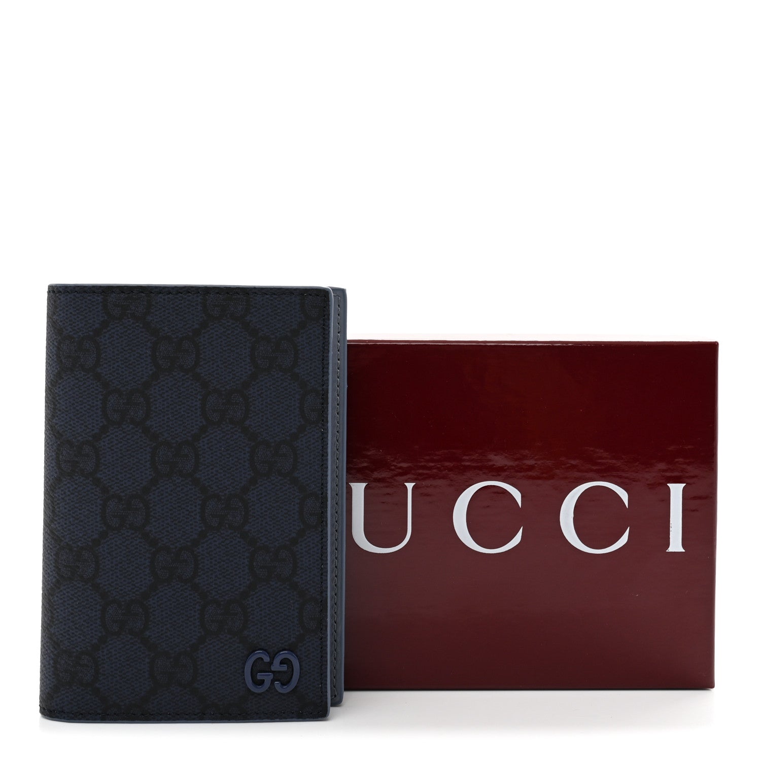 Gucci GG Supreme Monogram Passport Case Dark Blue
