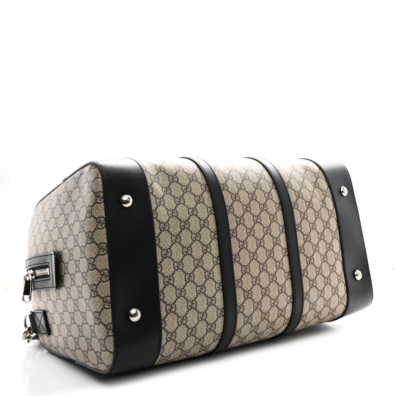 Gucci GG Supreme Monogram Selleria Calfskin Medium Duffle Beige Ebony Black