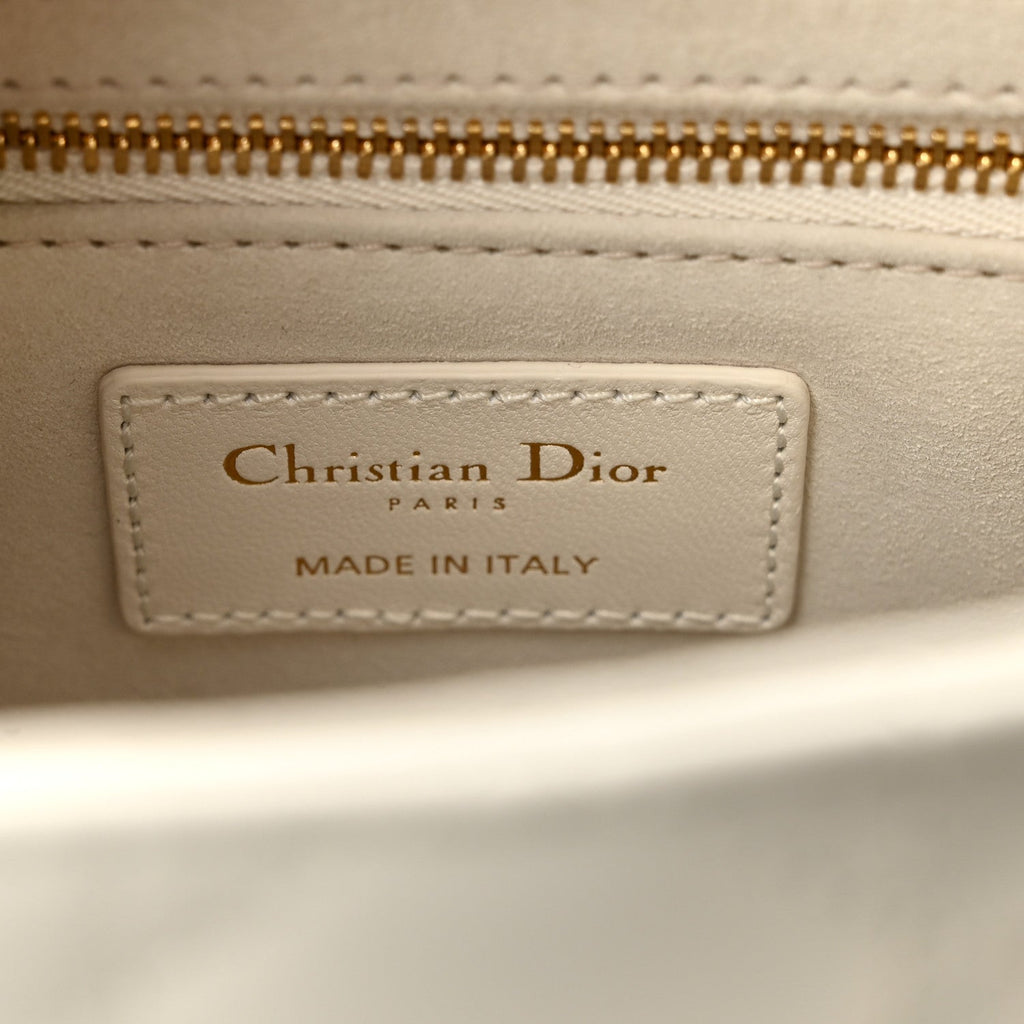 Christian Dior Lambskin Cannage Small My ABCDior Lady Dior White