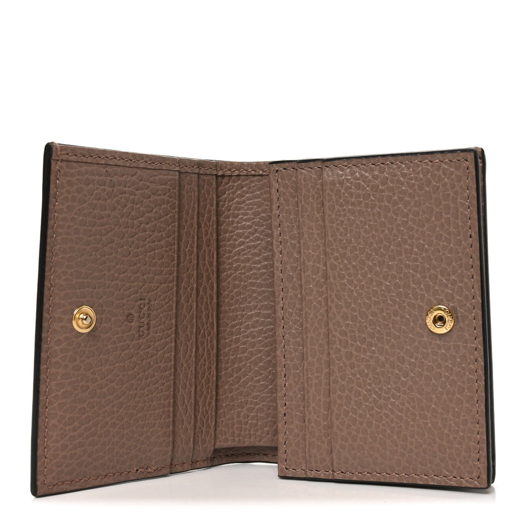 Gucci Dollar Calfskin GG Supreme Monogram GG Marmont Card Case Porcelain Rose Beige Ebony