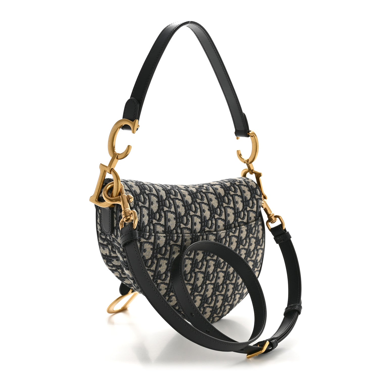 Christian Dior Oblique Saddle Bag With Strap Blue