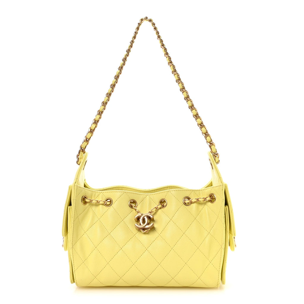 Chanel Caviar Quilted Mini Chanel 25 Handbag Light Yellow