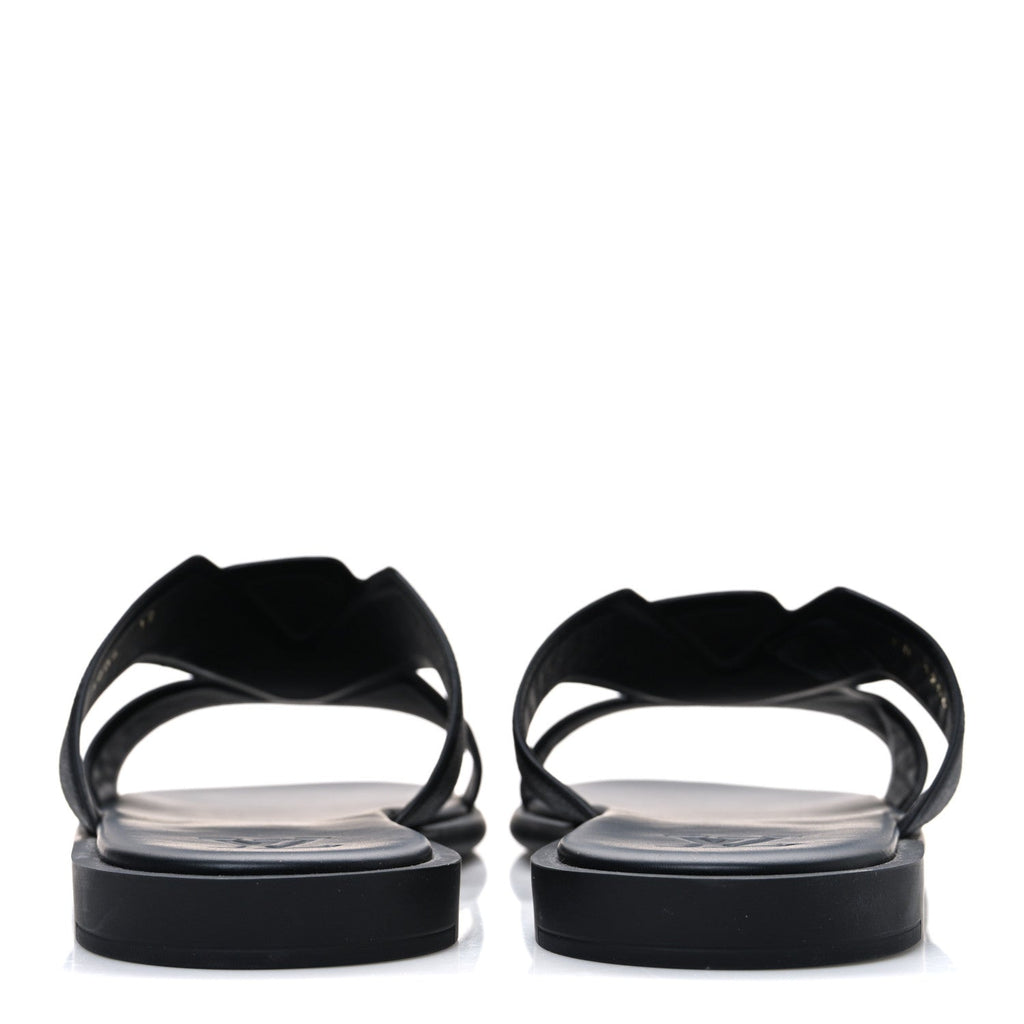 Louis Vuitton Monogram Eclipse Calfskin Mens LV Oasis Mules 12 Black