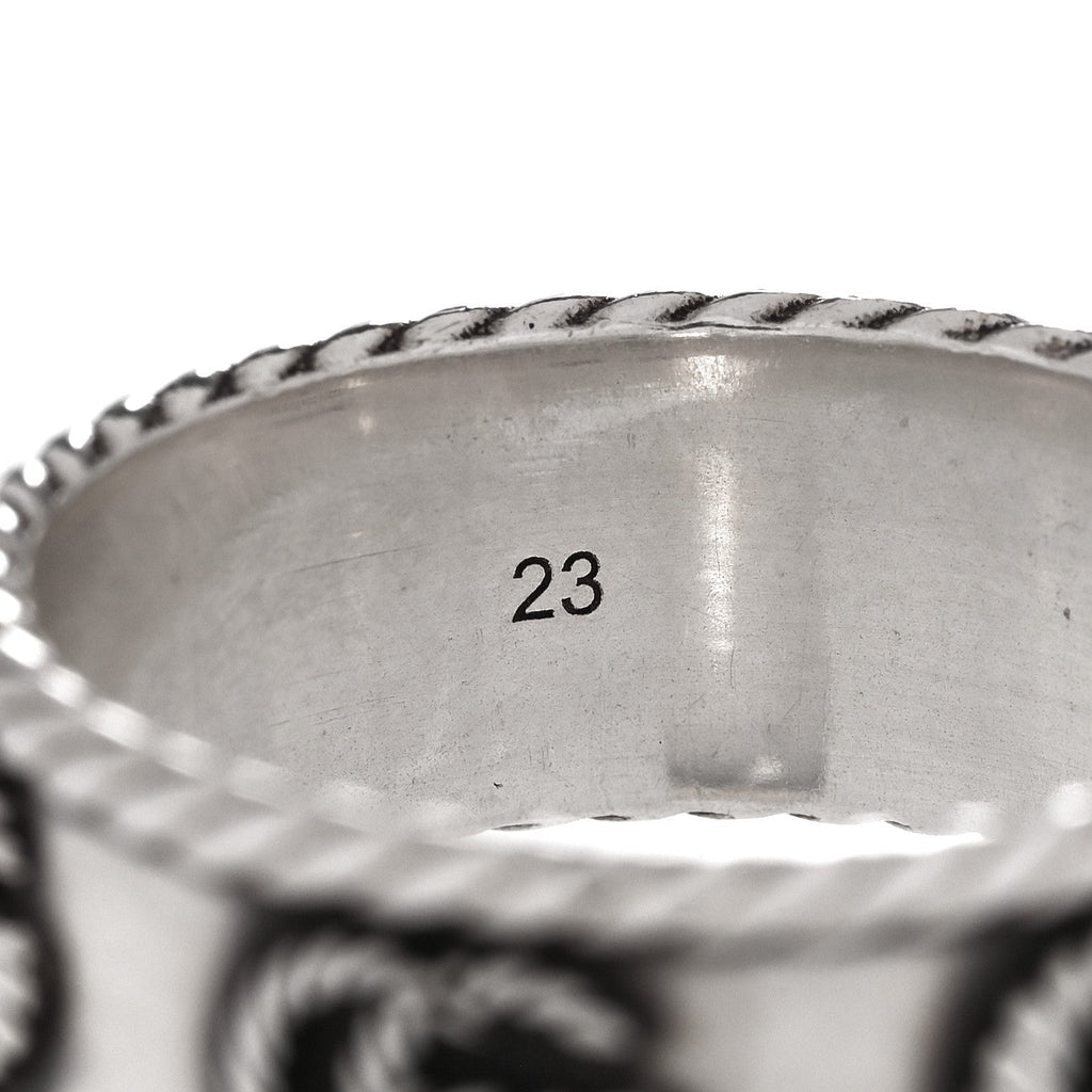 Gucci Sterling Silver Torchon GG Marmont Ring 62 10