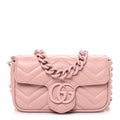 Gucci Calfskin Matelasse Monochrome GG Marmont Chain Belt Bag Perfect Pink
