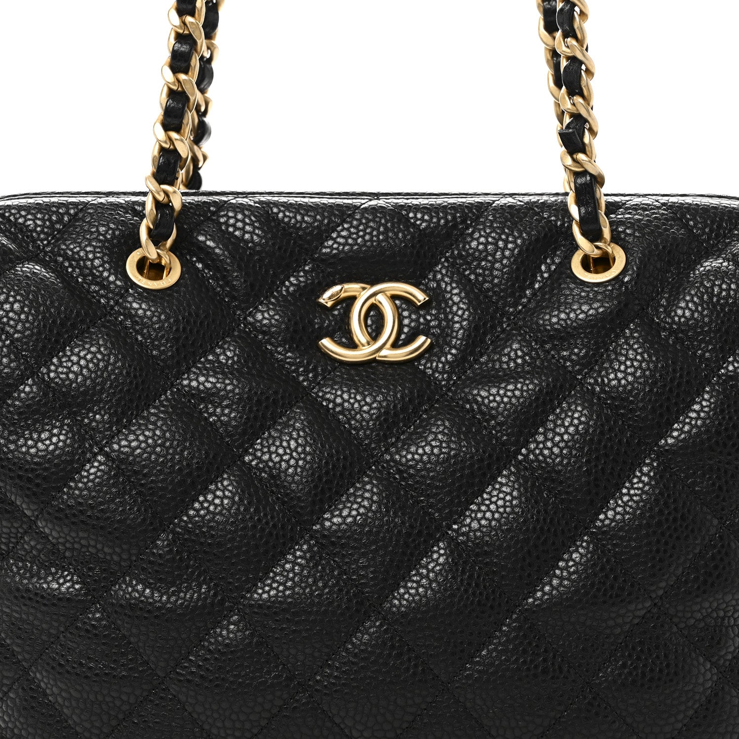 Chanel Shiny Caviar Quilted Large Bowling Bag Black