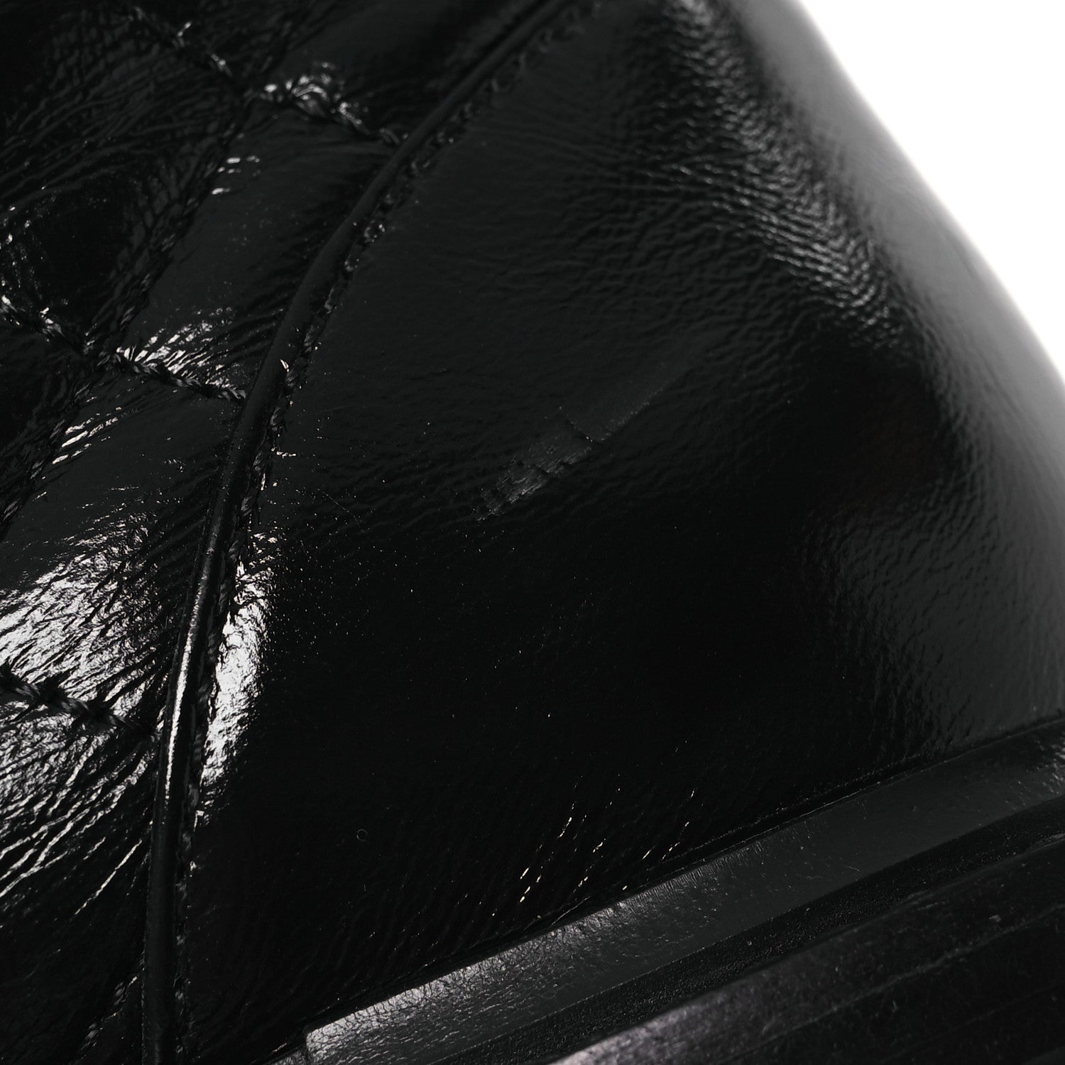 Chanel Shiny Calfskin Quilted Lace Up Combat Boots 37 Black