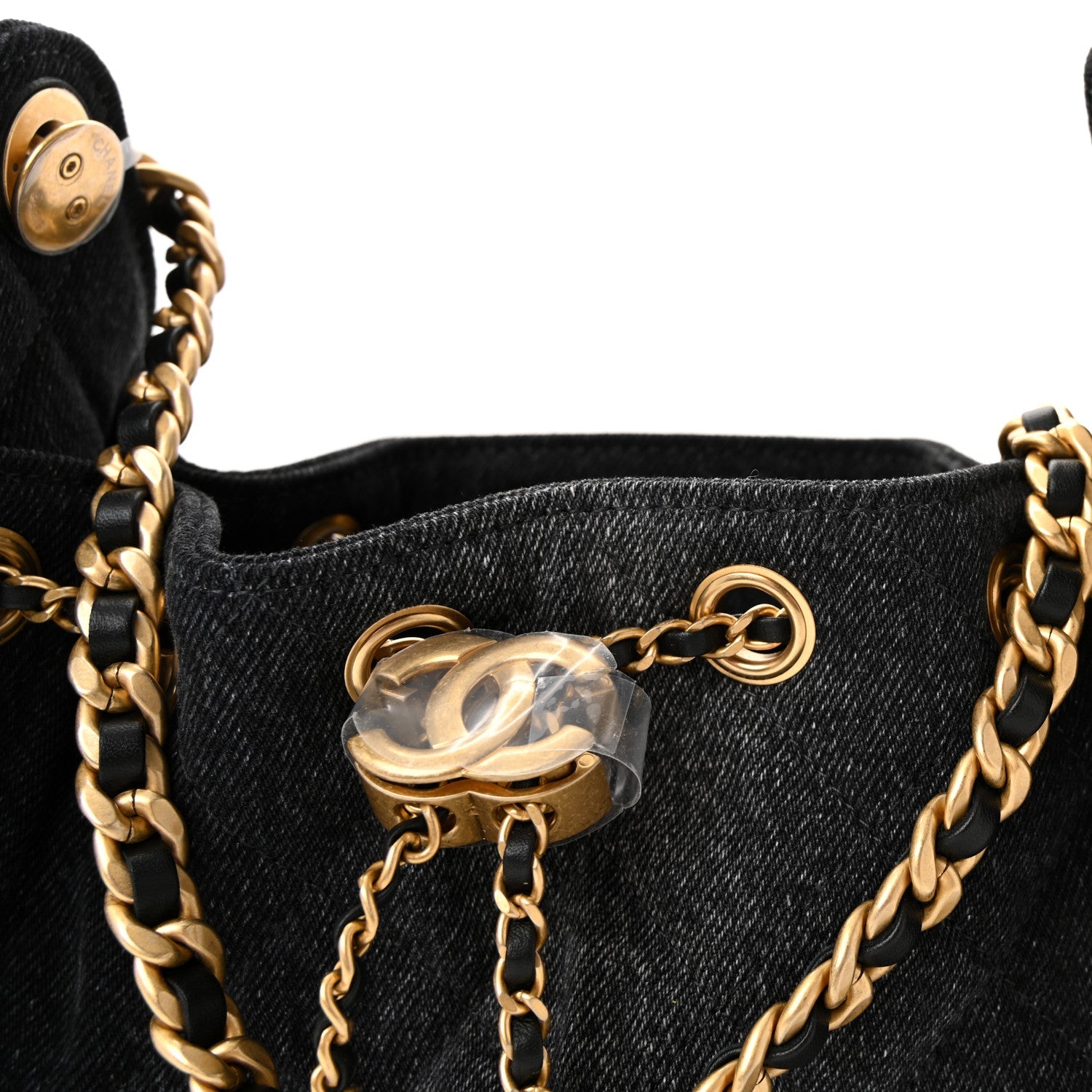 Chanel Washed Denim Quilted Mini Chanel 25 Handbag Black