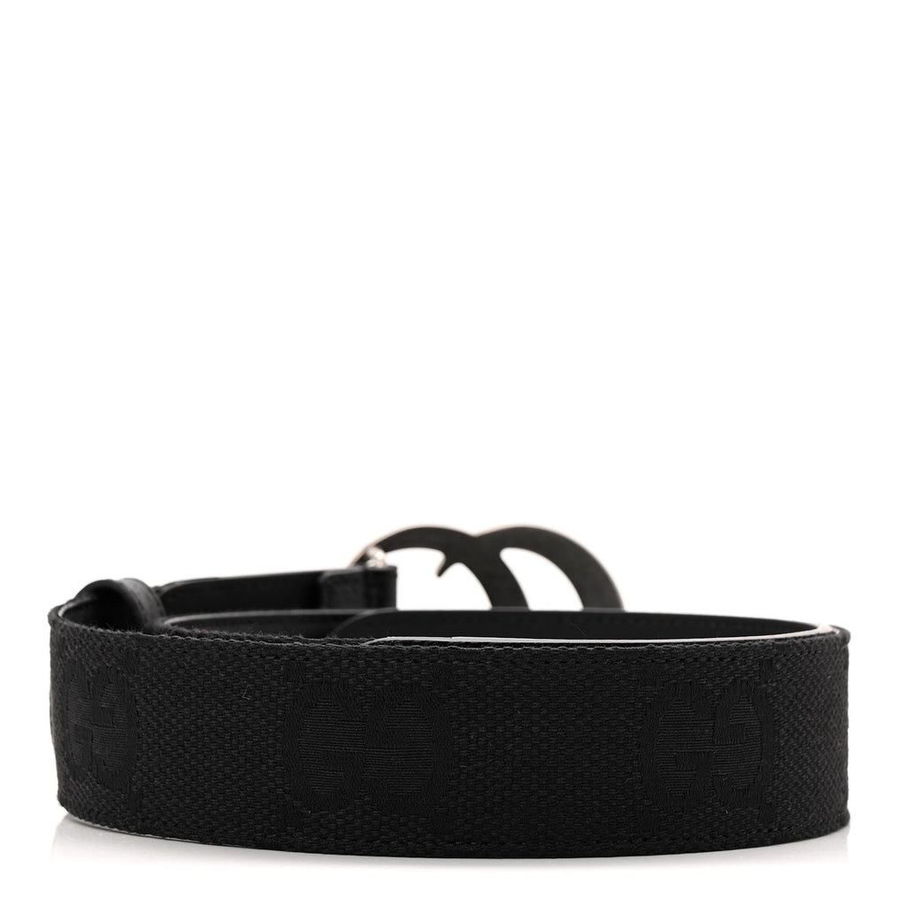 Gucci Monogram Macro GG Dollar Pigprint Double G 40mm Belt 80 32 Black
