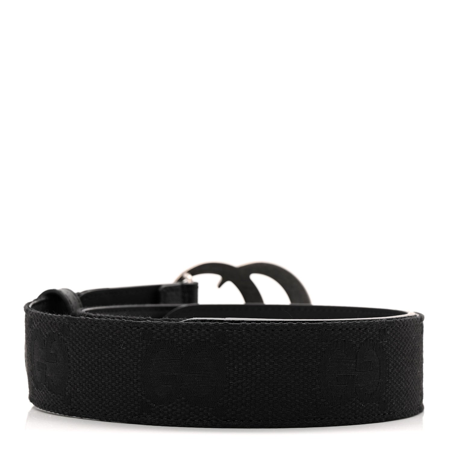 Gucci Monogram Macro GG Dollar Pigprint Double G 40mm Belt 80 32 Black