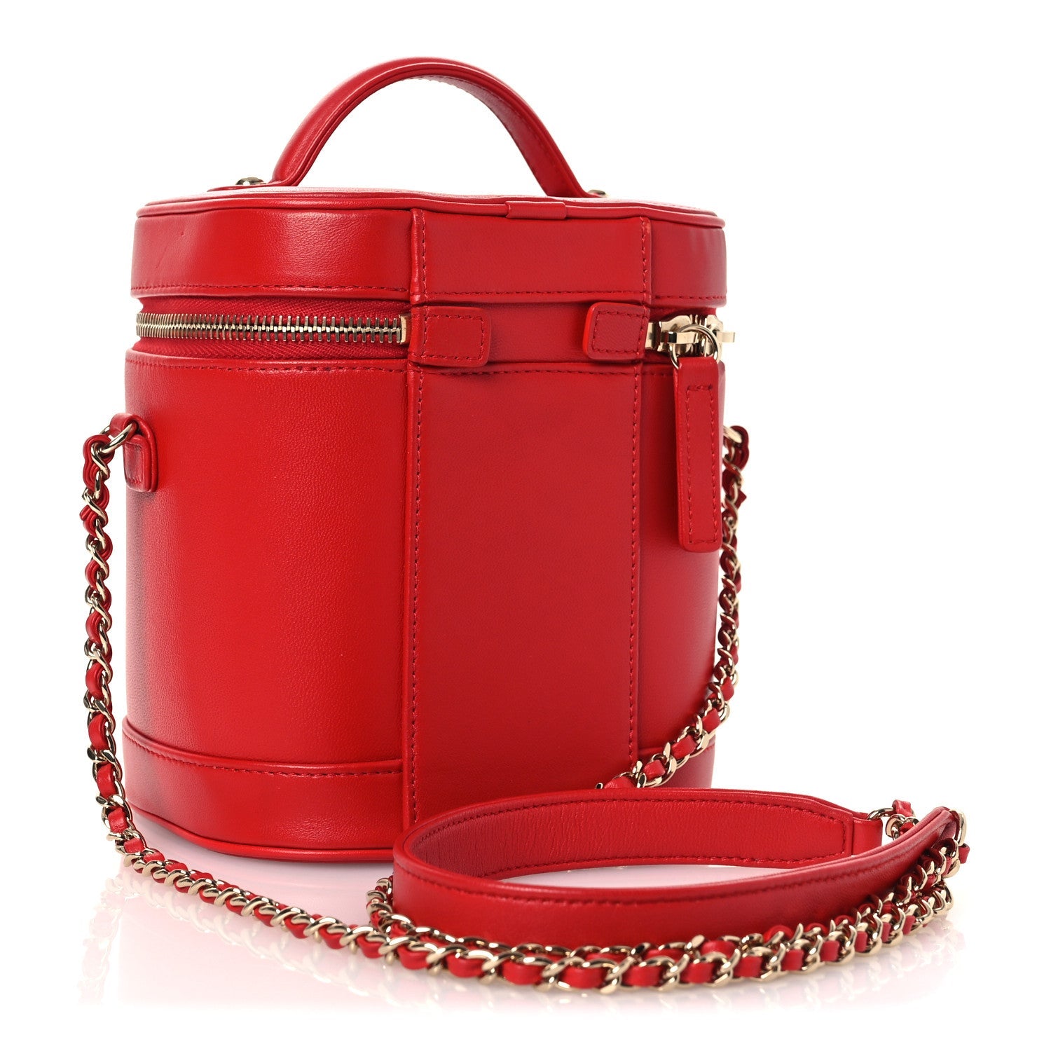 Chanel Lambskin Timeless Vanity Cosmetic Case Red