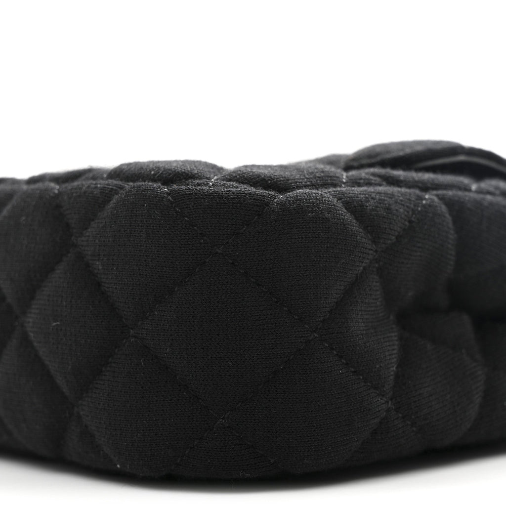 Chanel Jersey Quilted Small Wavy CC Hobo Black