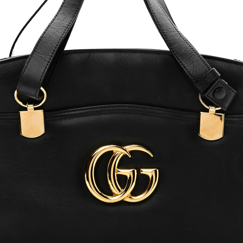 Gucci Vitello Palmellato Lux Large Arli Top Handle Bag Black