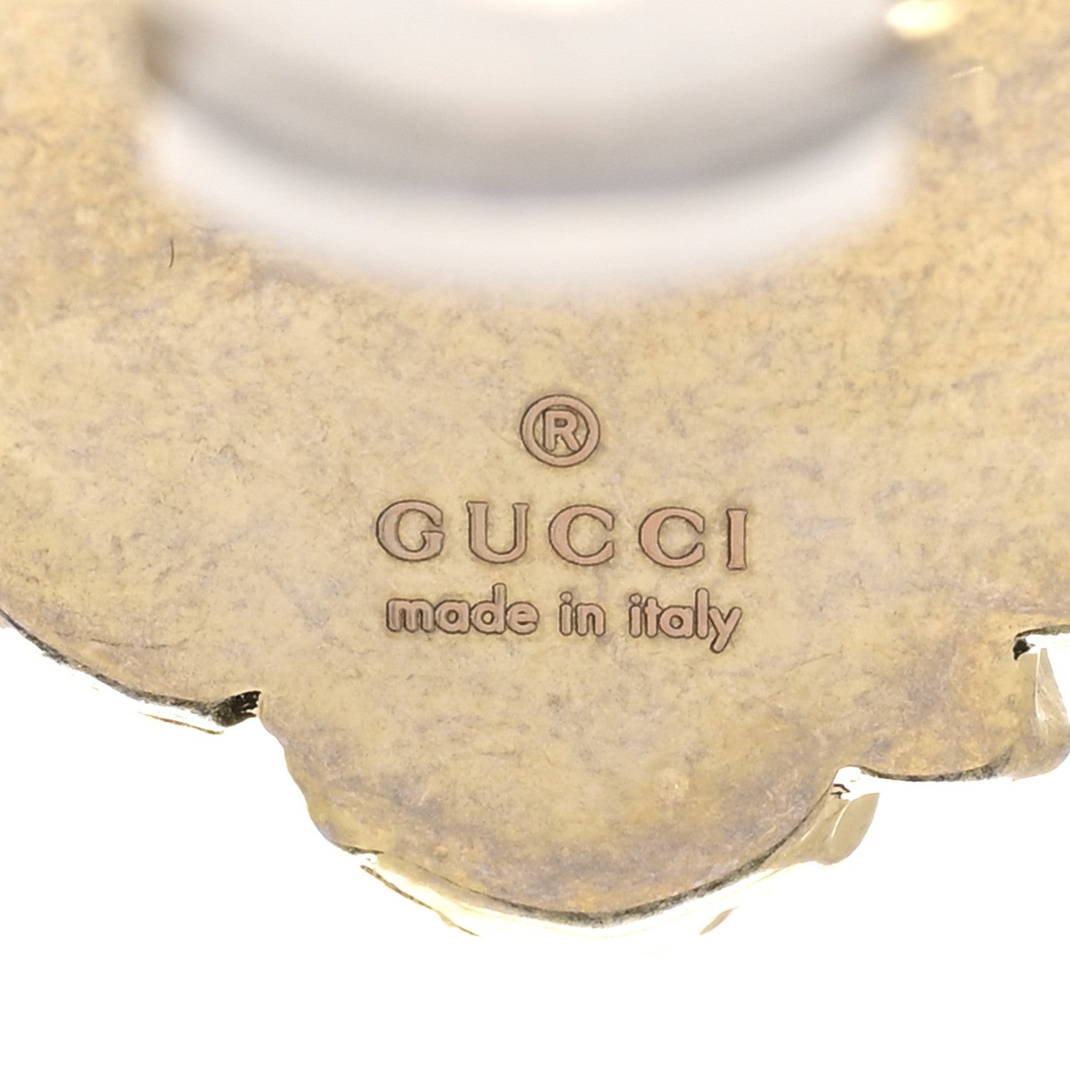 Gucci Crystal Lion Head Clip On Earrings Aged Gold Green