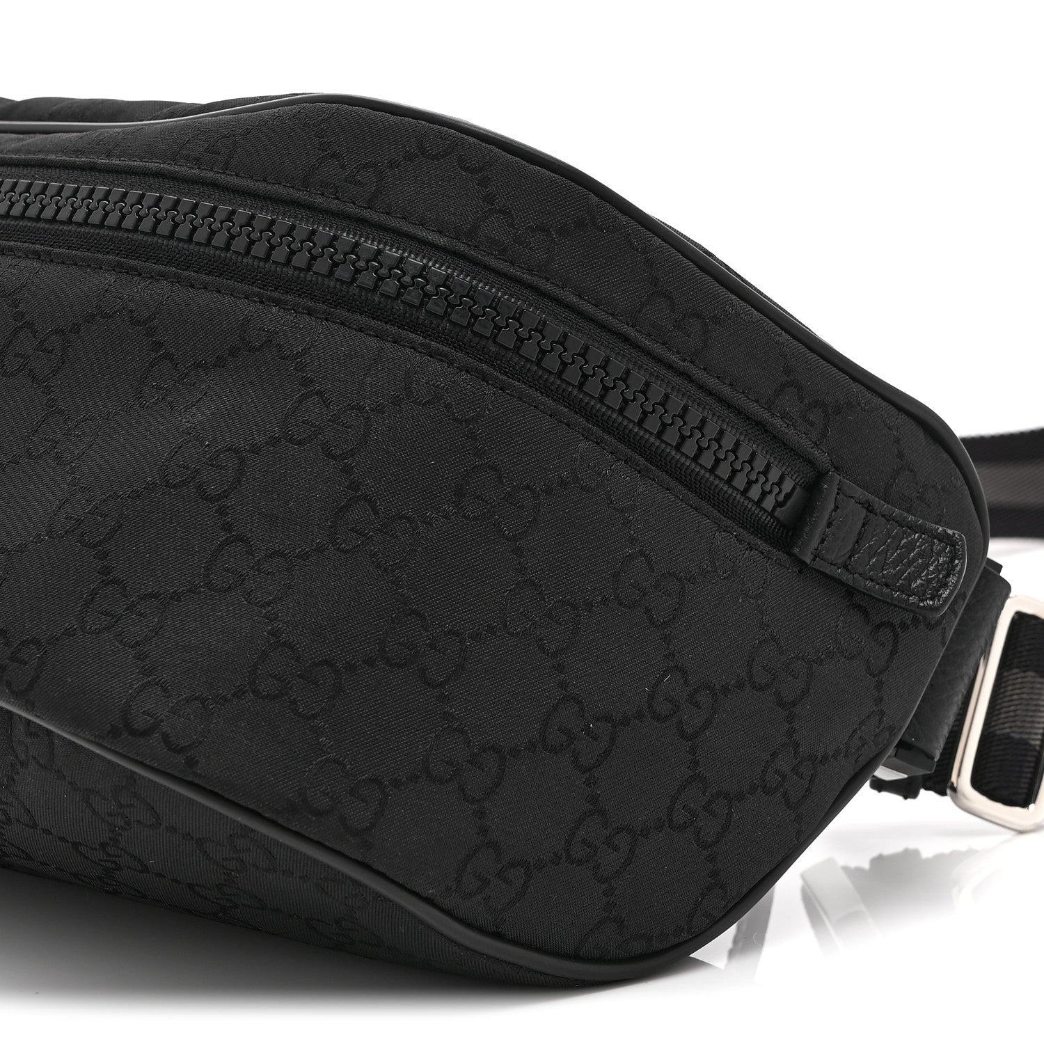 Gucci Nylon Monogram Fanny Pack Belt Bag Black