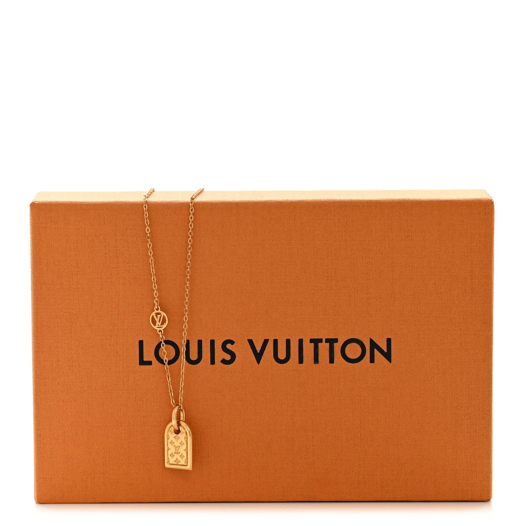 Louis Vuitton Nanogram Name Tag Necklace Gold