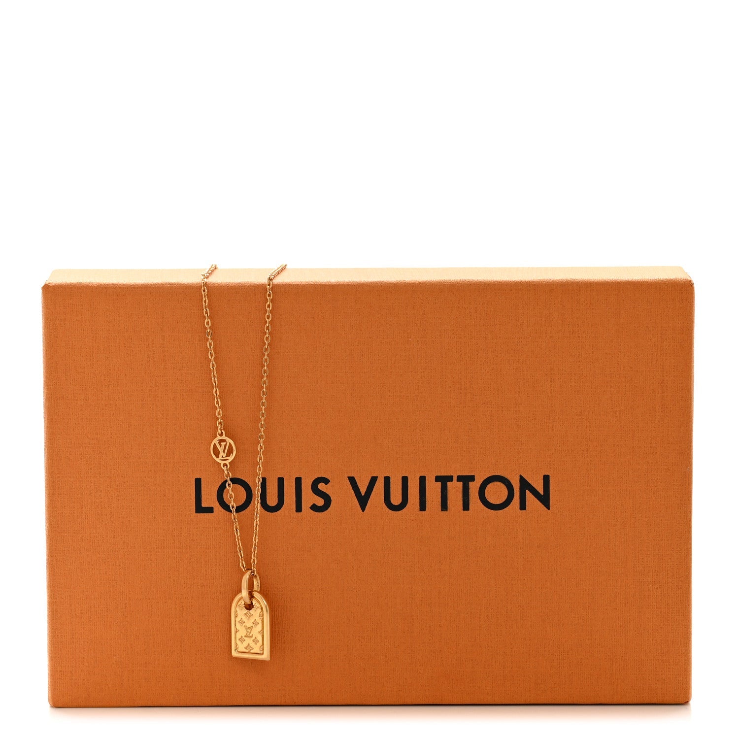 Louis Vuitton Nanogram Name Tag Necklace Gold
