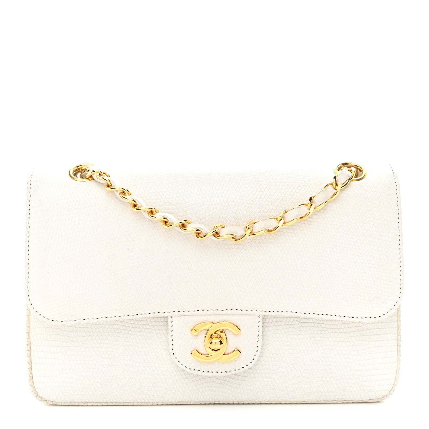 Chanel Lizard Small Double Flap White