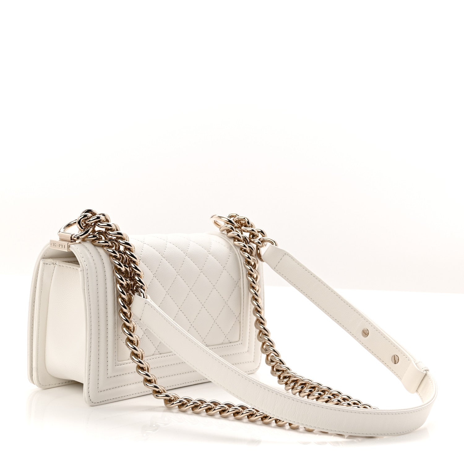 Chanel Caviar Quilted Small Boy Flap White