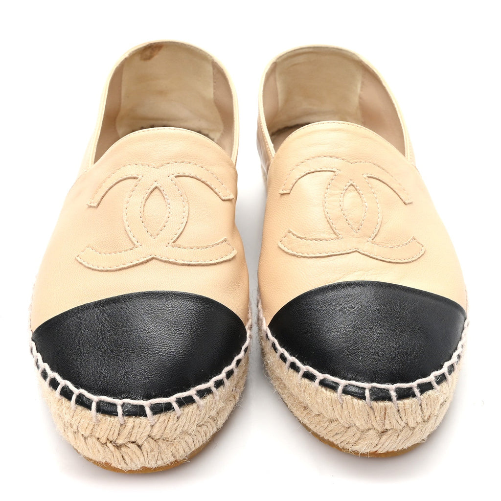 Lambskin CC Espadrilles 37 Beige Black